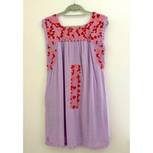 J.Marie Size S Lavender Embroidered Floral Shift Dress Boho Sleeveless Mini